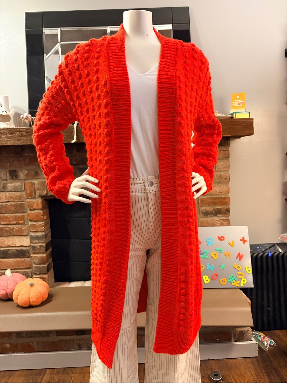 LEGO x Target Red Popcorn Knit Long Cardigan Wool Blend - Picture 2 of 10